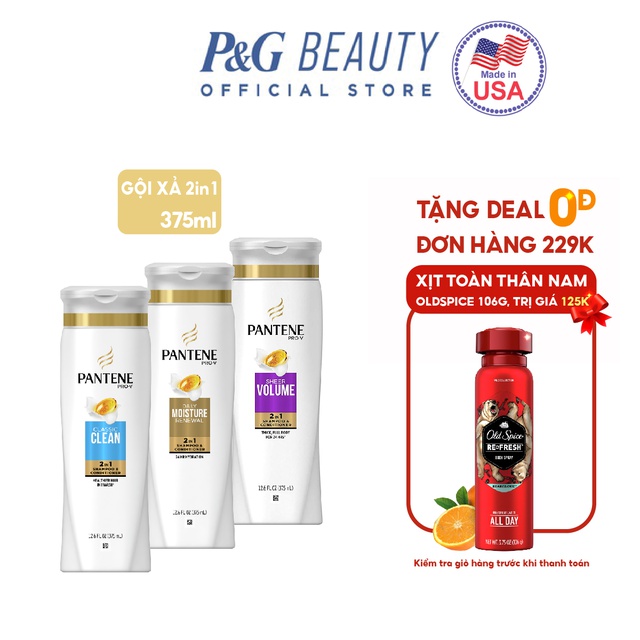 Dầu Gội &amp; Xả 2in1 Pantene Mỹ nhiều mùi hương 375ml/355ml