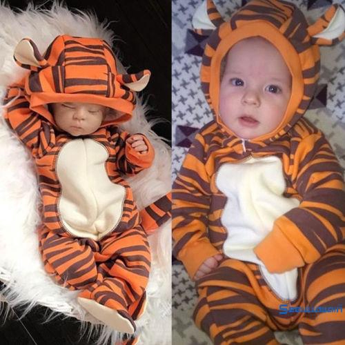 Áo liền quần hóa trang con hổ có mũ trùm đầu đáng yêu dành cho em bé