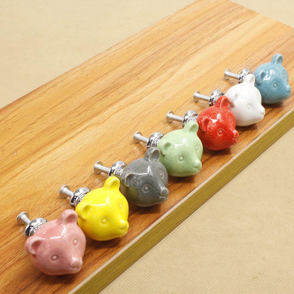 Bộ 2 Tay Nắm Cửa Gốm Sứ Hình Gấu Dễ Thương