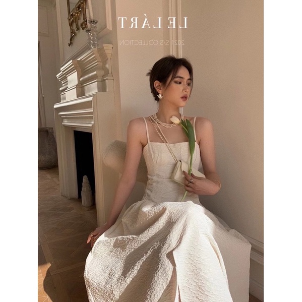 - Đầm 2 dây midi tiểu thư 2 màu đen,trắng