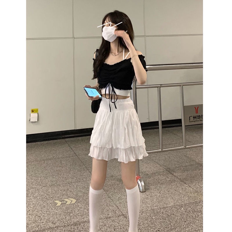 COZOK Set áo khoác ghi lê + áo thun ngắn tay + chân váy thời trang nữ