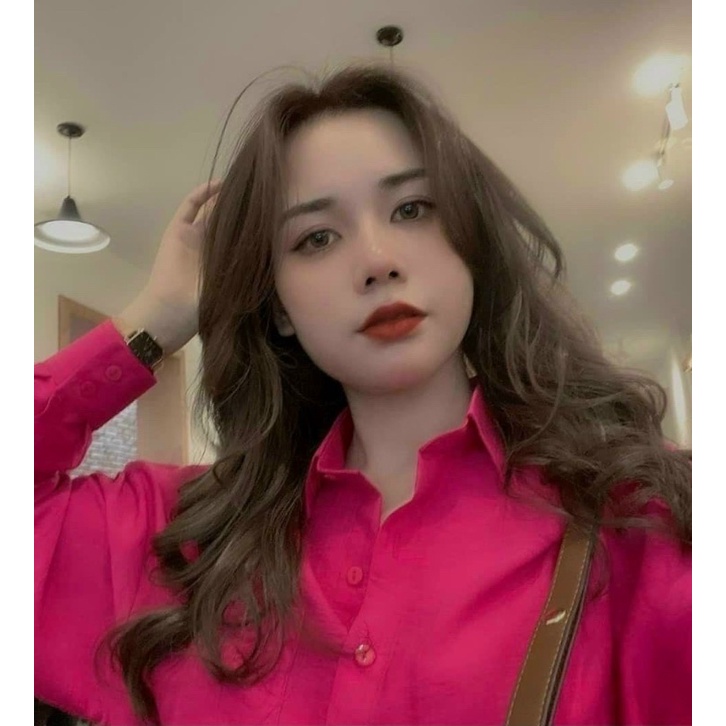 HÌNH THẬT - Áo sơ mi đũi hồng sen tay dài