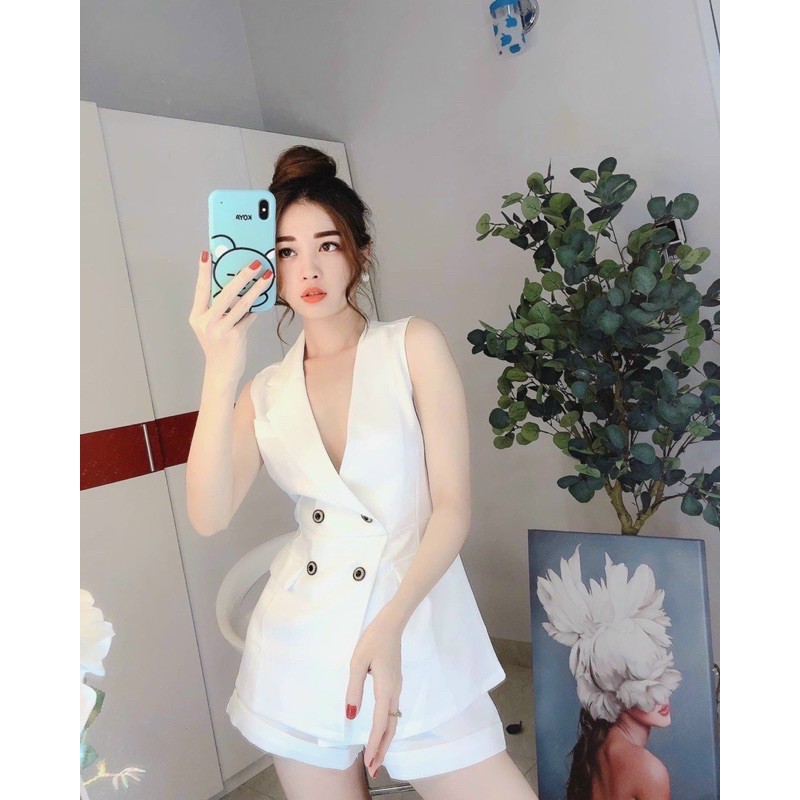 set vest cộc tay nút