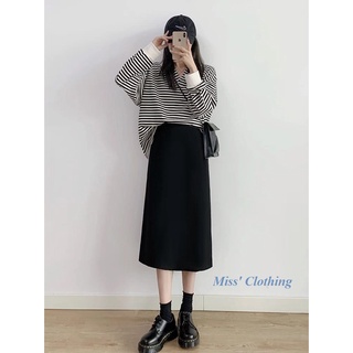 (Tiệm may) Chân váy dài uzzlang xẻ sau( váy 2 lớp sẵn size)  - B11
