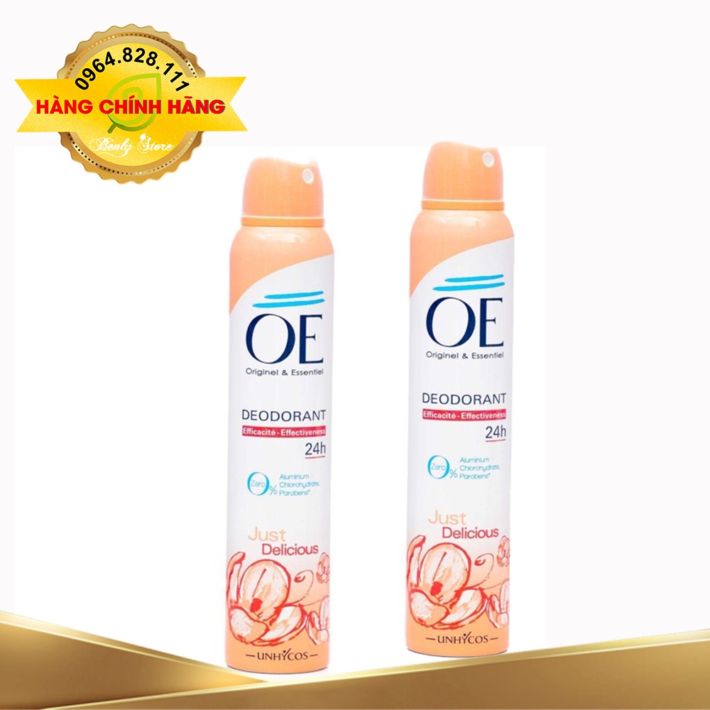 Xịt khử mùi nữ, khô thoáng, thơm lâu, không vàng áo, làm trắng da, mờ thâm - Xịt thơm body nữ- OE Pháp - 200ml