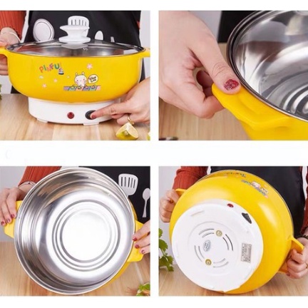 Nồi Lẩu Điện Mini 26cm 1000W Inox 304 - Bếp Lẩu Gia Đình SIÊU TỐC BẢO HÀNH 1 NĂM