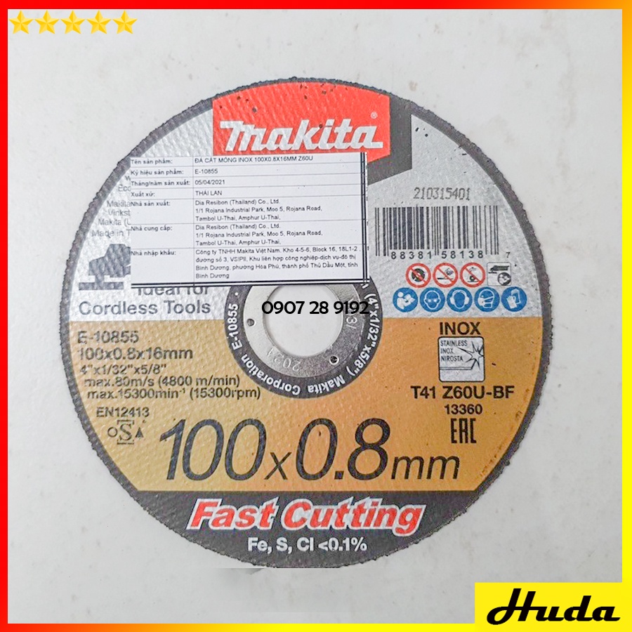 Đá cắt mỏng 100-125mm x 0.8mm Fast Cutting Makita