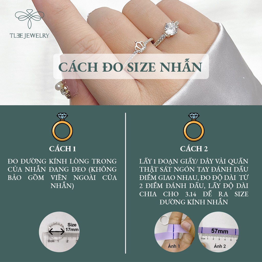 Nhẫn bạc nữ TLEE vương miện mini xinh xắn NCJ A0116