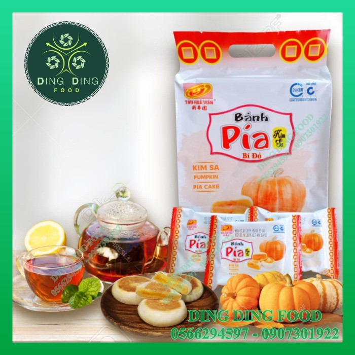 [ 1 Bịch / 12 Cái ] Bánh Pía Mini Kim Sa Bí Đỏ ( Chay ) 480g - TÂN HUÊ VIÊN