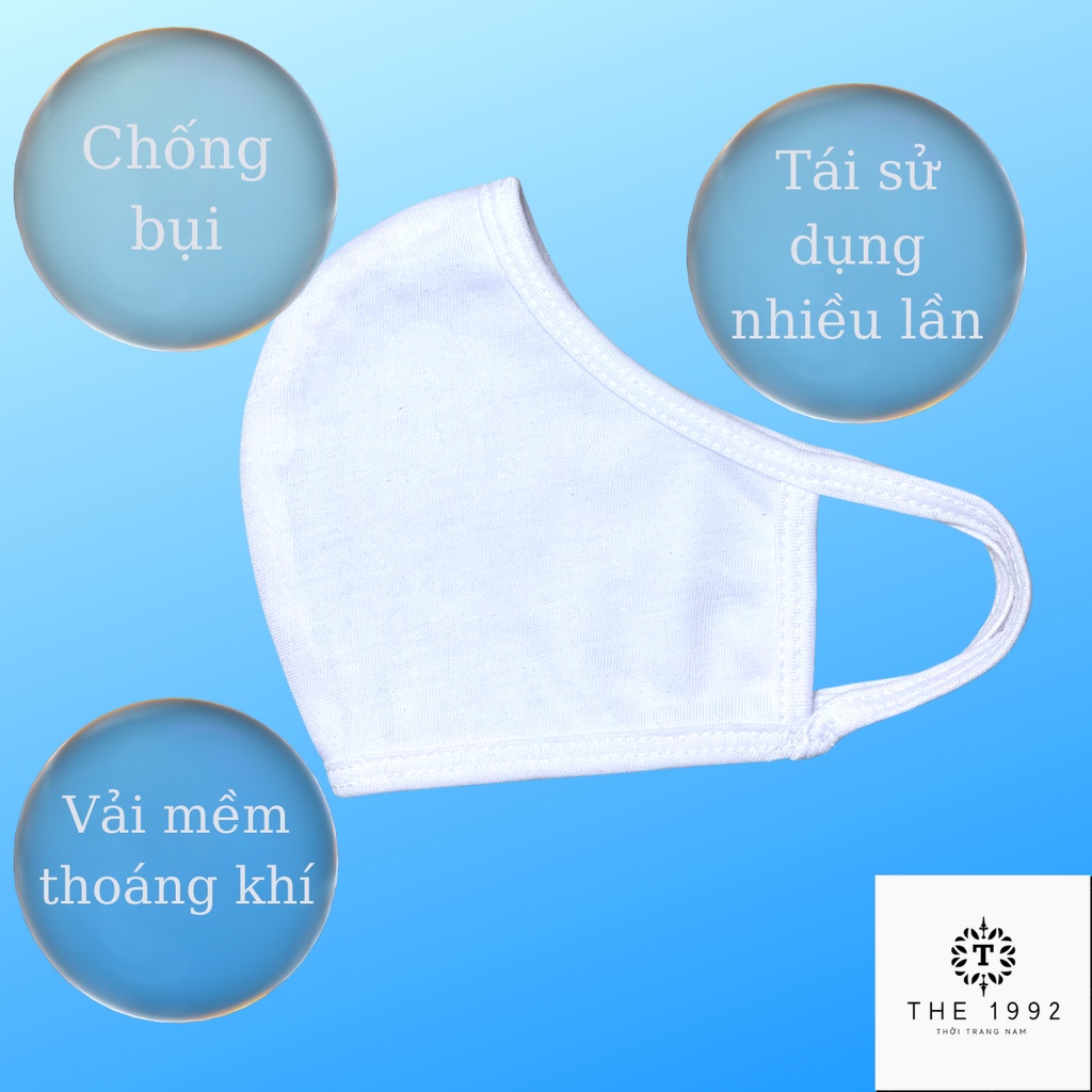 Khẩu trang vải cotton 2 lớp màu trắng và đen, vải cotton mềm mịn co giãn tốt, tái sử dụng nhiều lần KT01