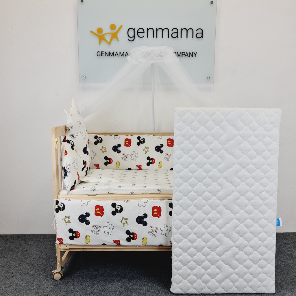 Nôi cũi gỗ thông minh 2 tầng 6 chế độ đa năng trọn bộ