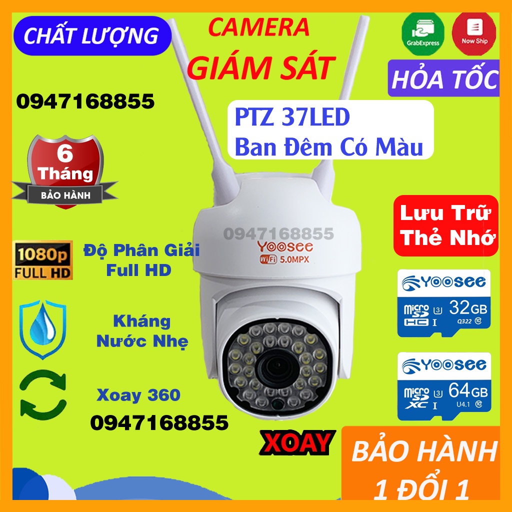 Camera Yoosee PTZ 36Lead ban đêm có màu, kháng nước nhẹ - Camera Yoosee trong nhà xoay 360 | BH 6 Tháng