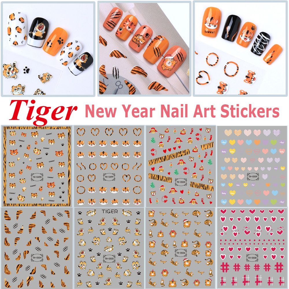 [Hàng mới về] Miếng dán trang trí móng tay họa tiết động vật năm mới dễ thương diy