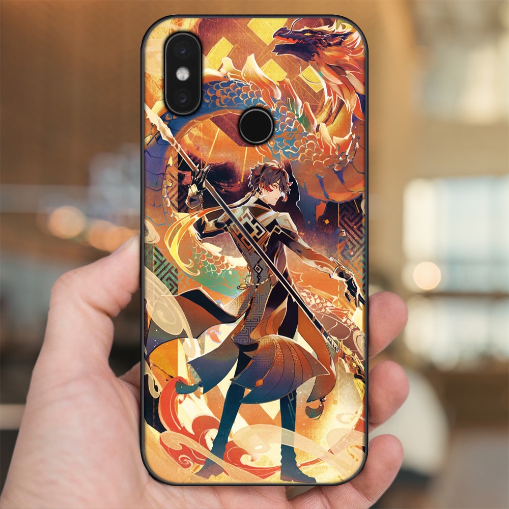 Ốp lưng Xiaomi Mi 8, Mi 8 SE viền đen in hình Zhongli Genshin Impact