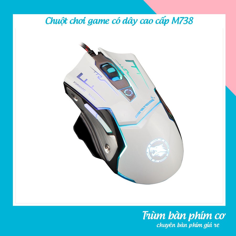 Chuột Máy Tính Có Dây Cao Cấp M738 - Chuột Chơi Game Cao Cấp có LED RGB - Tự Động Đổi Màu Cực Đẹp - Siêu Bền