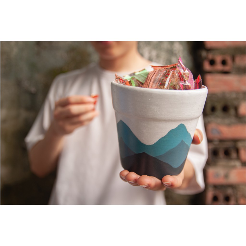 Chậu cây  🔷 Núi Hamalay 🔷 Trồng Sen Đá,Xương Rồng,Cây Cảnh Mini - Chậu Vẽ Tay Thủ Công - Trang