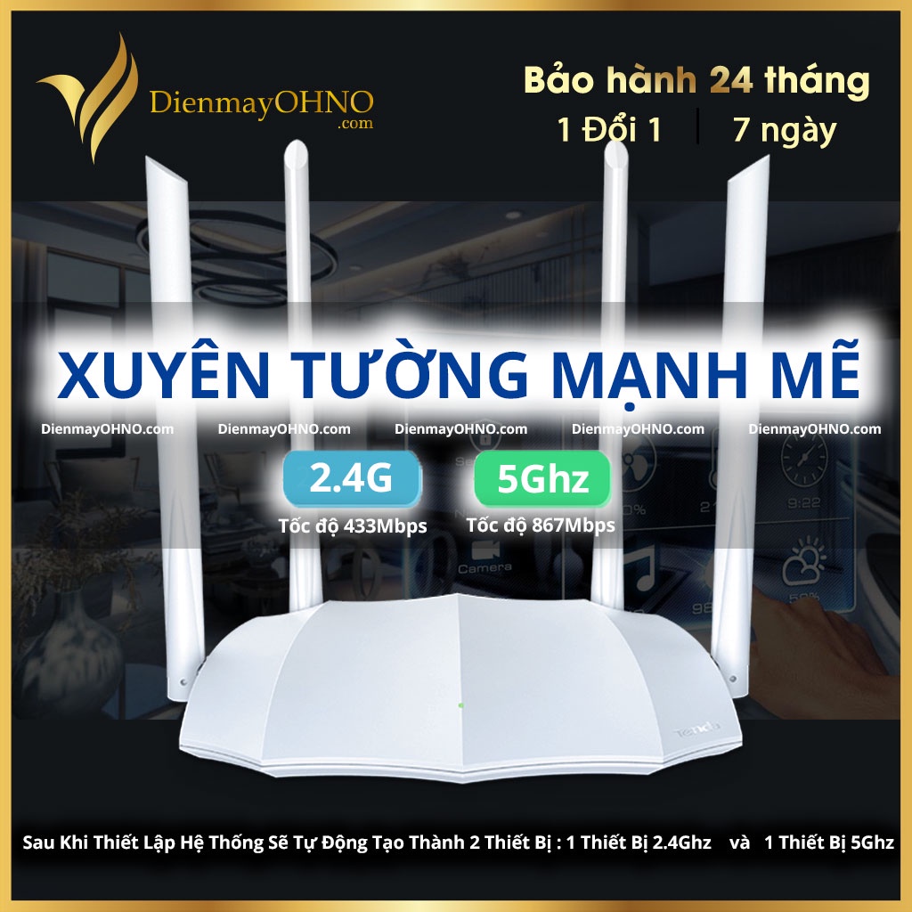Moden Modem Router Thiết Bị Cục Phát Wifi TENDA AC5 V3 5Ghz 2 Băng Tần Xuyên Tường Model Modern Phát Sóng Wifi 4 Râu