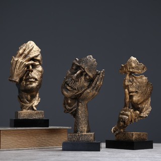 Bộ tượng decor 3 không (không nghe- không nói- không nhìn) trang trí phòng khách, phòng ngủ, phòng làm việc kt 12x11x35