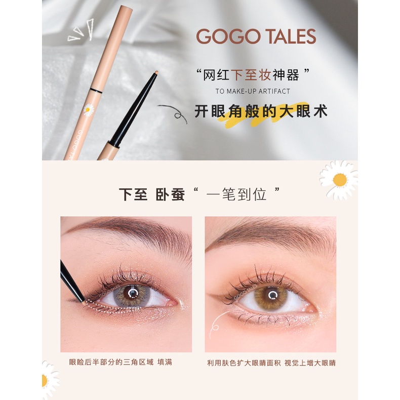 Bút Kẻ Mắt Gogotales Chống Thấm Nước Không Dễ Nhòe Màu Nâu Trắng Cho Người Mới Bắt Đầu