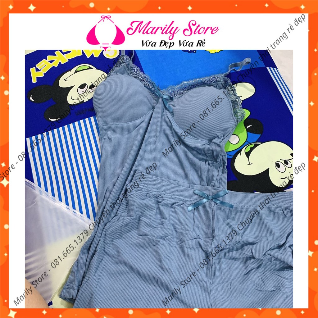 Bộ Đồ Ngủ 2 Dây Phối Ren Cao Cấp Có Đệm Ngực | BigBuy360 - bigbuy360.vn
