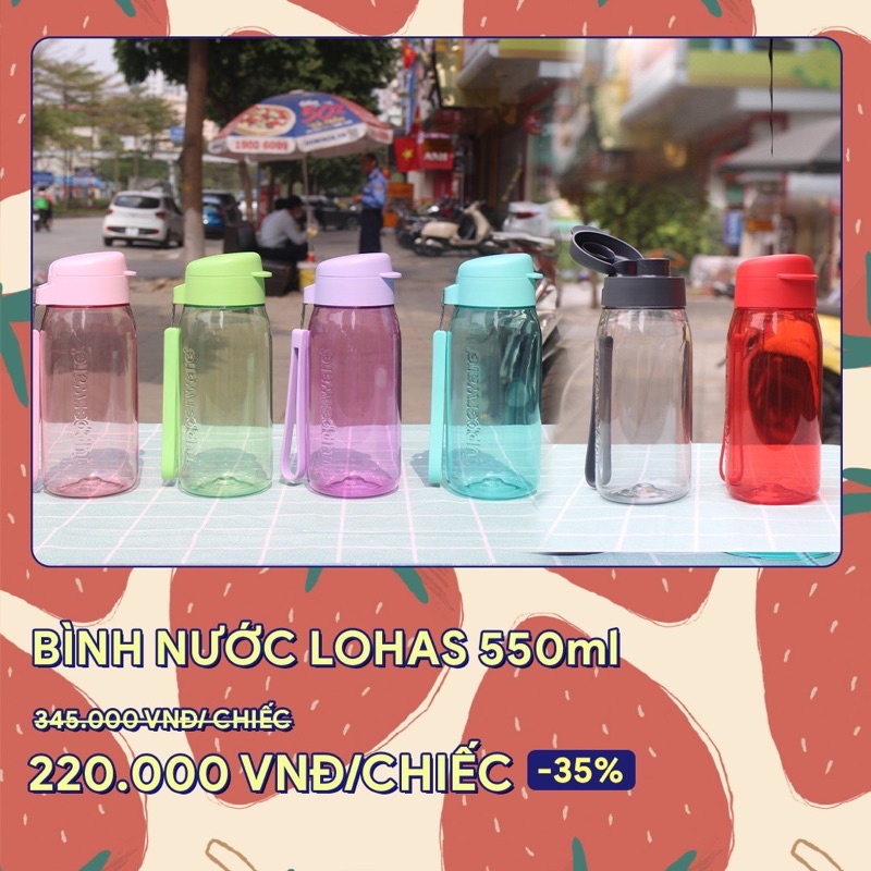 Sale Bình nước Lohas 550ml - Nhựa nguyên sinh an toàn, đựng nước cam không bị đắng trong 6-8h