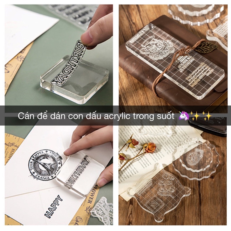 Cán con dấu acrylic trong suốt dùng cho con dấu silicon thông dụng