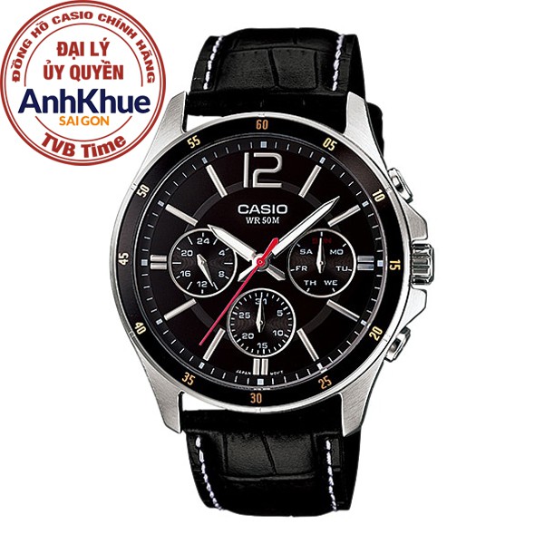 Đồng hồ nam dây da Casio chính hãng Anh Khuê MTP-1374L-1AVDF (43mm)