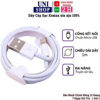 Dây cáp sạc iphone xs max X, Xsmax zin linh kiện, dây sạc nhanh iphone Xs Max, 11, 11 Pro, Pro Max - Uni Shop
