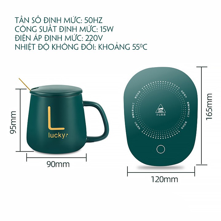 (Quà tặng tri ân)Cốc hâm nóng Lucky {tặng kèm thìa vàng}hâm nóng được các loại đồ uống , giữ nhiệt ổn địnhở mức 55 độ C