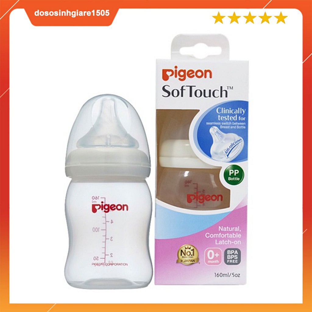 Bình sữa Pigeon cổ rộng PP PLUS 160ML