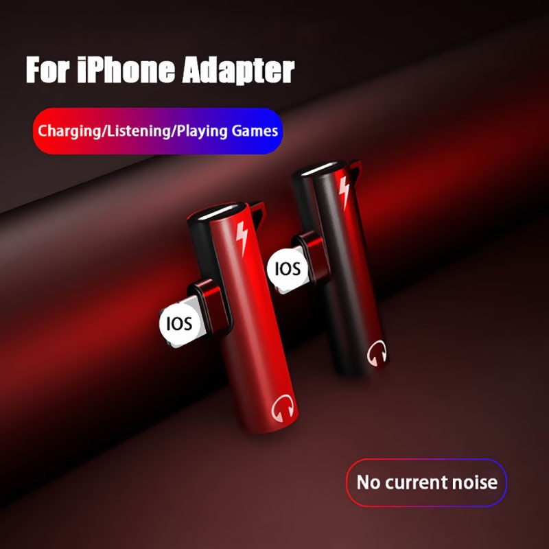 2 in 1 Lighting to 3.5mm Adapter Headphone Charging Dual Adapter Splitter For iPhone XR XS X 7 8 Plus For 3.5mm Jack to Earphone AUX Cable Connector