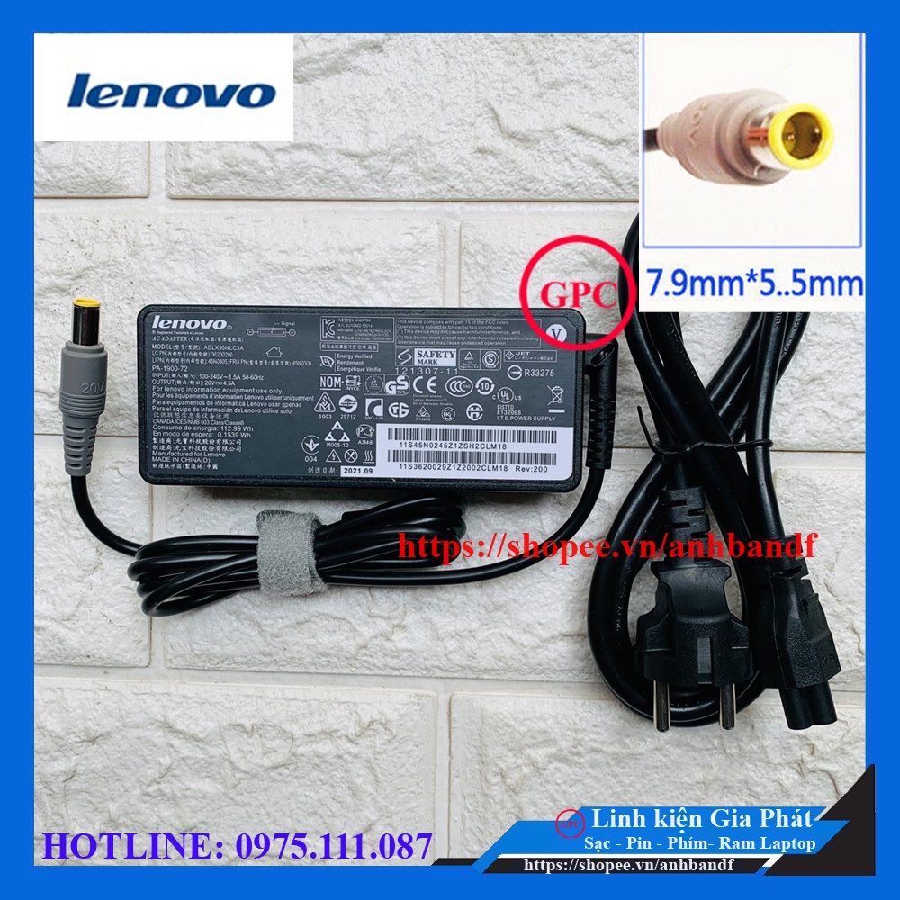 💥Sạc Laptop Lenovo 20V - 4.5A chân kim to dành cho ThinkPad IBM T400 T410 T420 T430