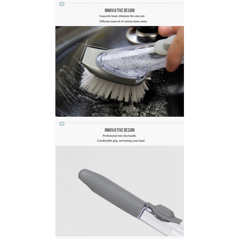 Bàn chải chà nồi chảo tự động có tay cầm dài / Cọ rửa chén bát đa năng tay cầm dài