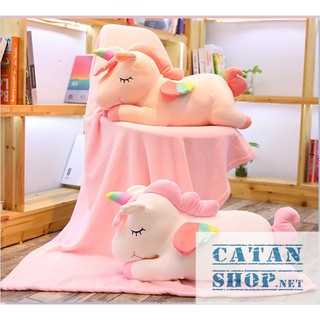 gấu bông,Gối mền kỳ lân 3 trong 1 siêu cute,nỉ nhung cực mịn,chăn gối văn phòng unicorn ngựa 1 sừng, quà tặng