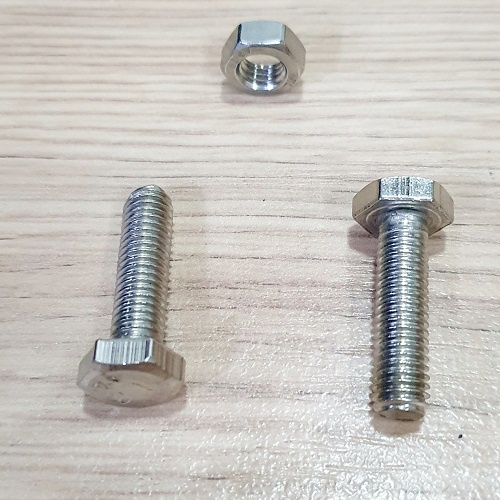 Gói 10 Bộ Bulon Đầu Bằng Phẳng Lục Giác Ngoài INOX 304 Size M8 Răng 8mm Dài 33mm Sáng Bóng Gia Công Tỉ Mỉ