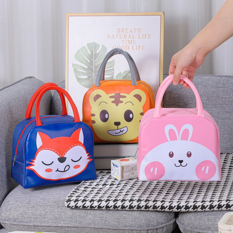 Túi đựng hộp cơm trưa bằng vải canvas chống thấm nước họa tiết hoạt hình dễ thương