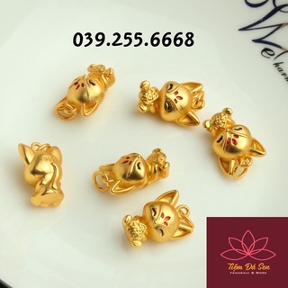 Charm tiểu hồ ly bạc xi vàng xâu vòng tay - charm bạc 925