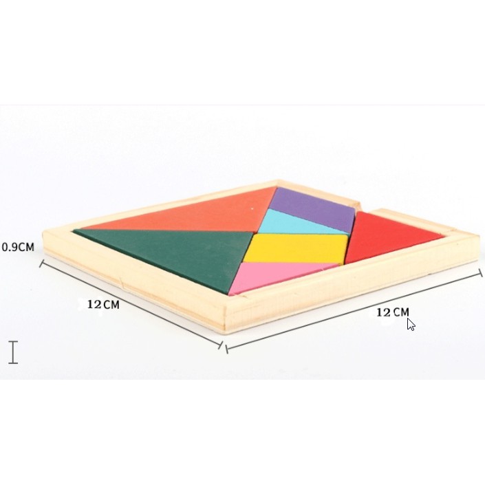 ( Hàng đẹp) Bộ Ghép Hình Trò Chơi Trí Uẩn Tangram 7 Món Bằng Gỗ