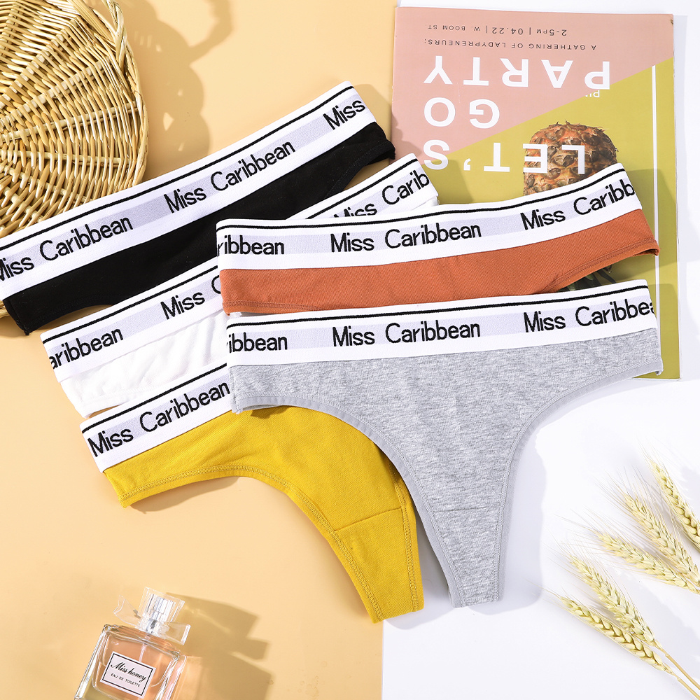 Quần Lót Lọt Khe AIJOLEN Vải Cotton Eo Thấp Họa Tiết In Chữ Phong Cách Thể Thao Quyến Rũ Cho Nữ