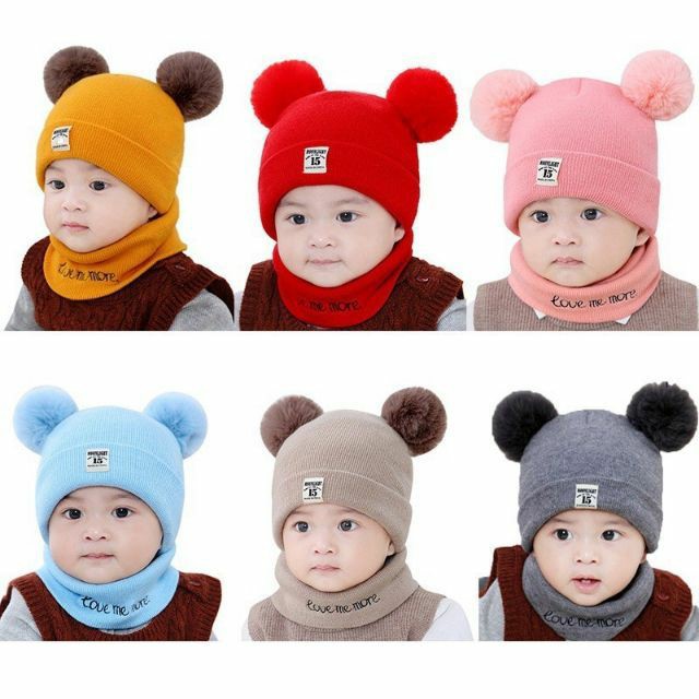 Set mũ và khăn len cho bé, hàng quảng châu loại 1