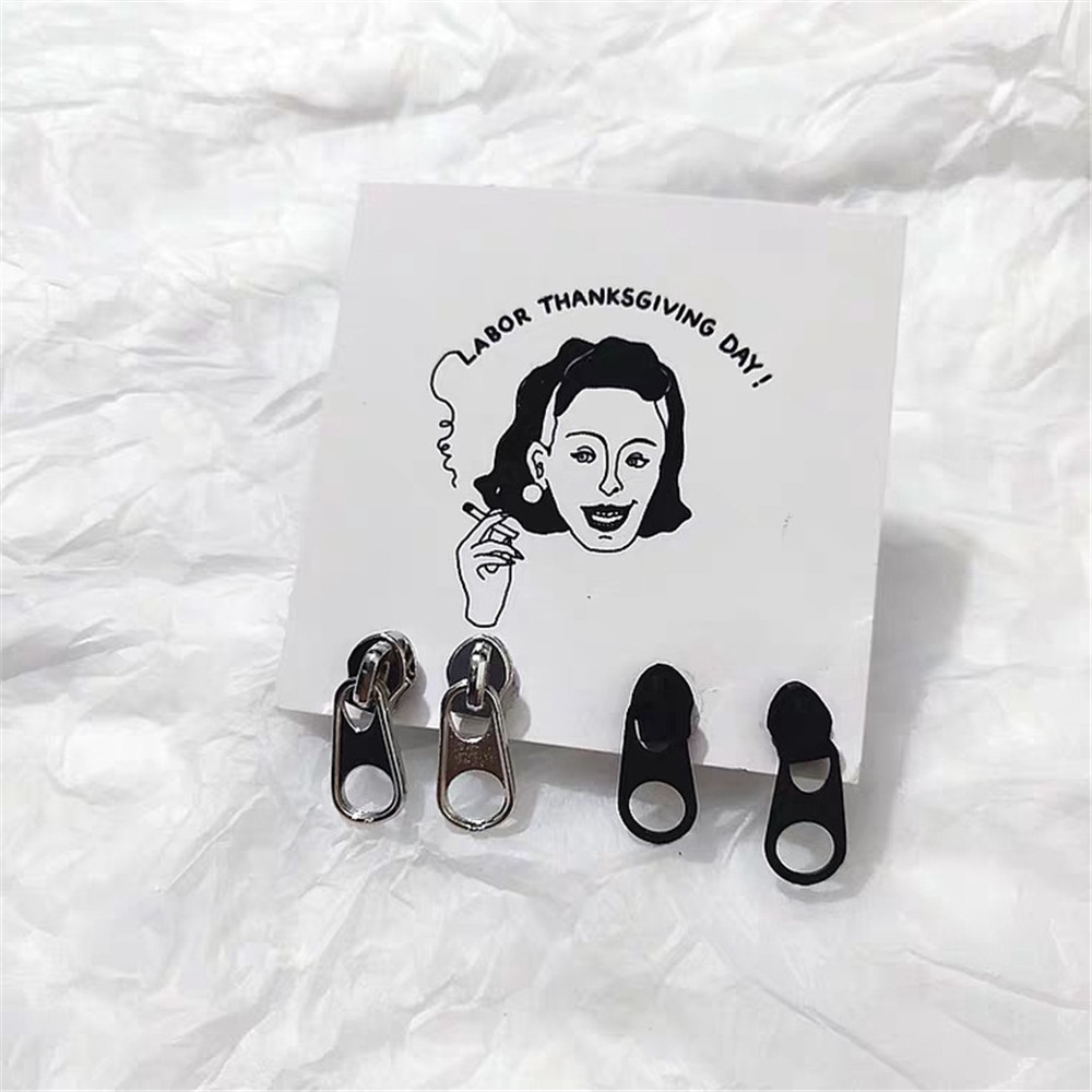 Khuyên tai hình khóa kéo kiểu dáng độc đáo phong cách hip hop