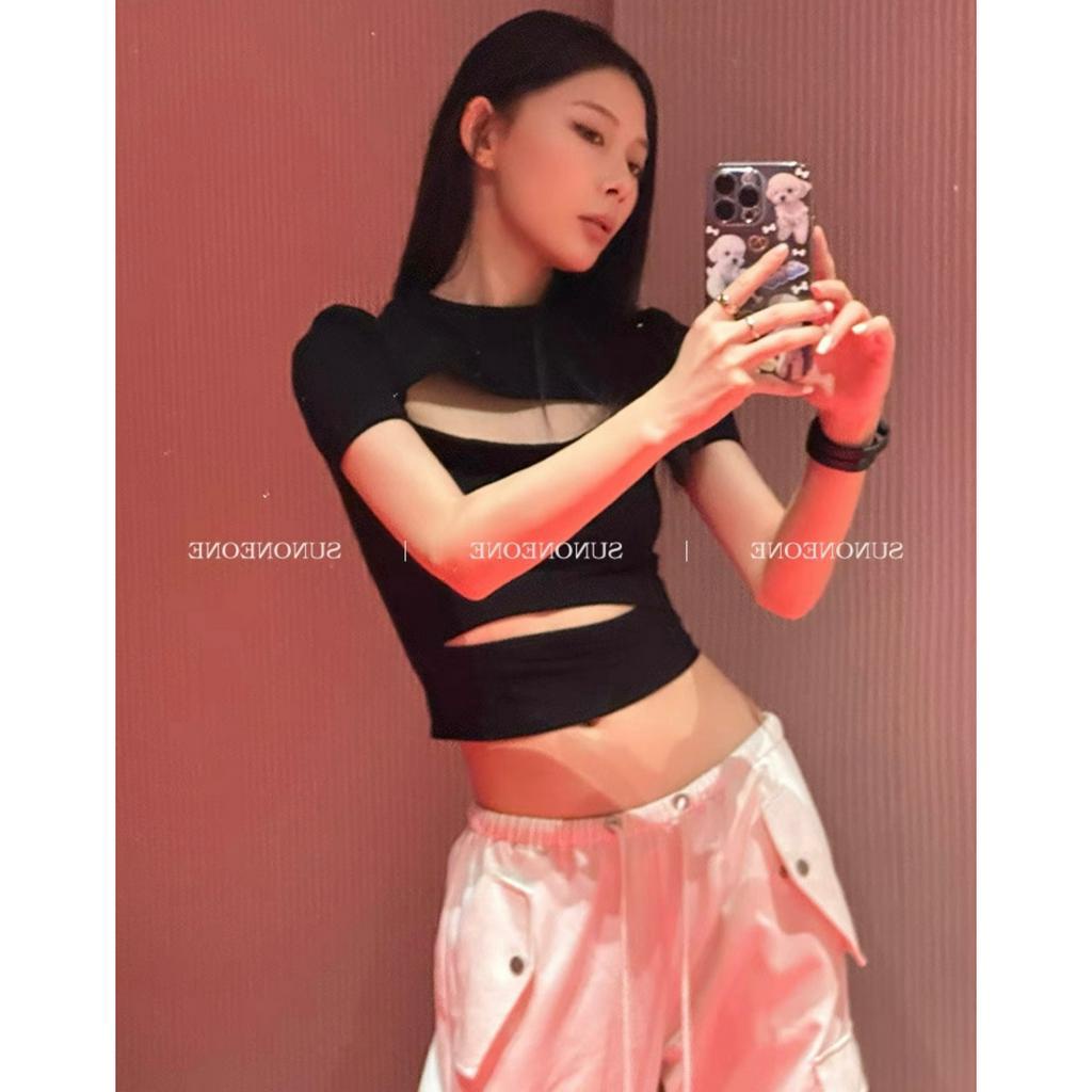 Cocory vn Áo Thun Tay Ngắn Thiết Kế Khoét Lỗ Thời Trang Mùa Hè Quyến Rũ Cho Nữ