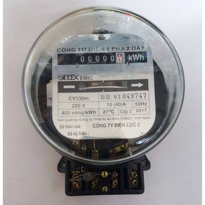 Công tơ điện 1 pha 2 dây - GELEX EMIC 10/40A loại không kiểm định