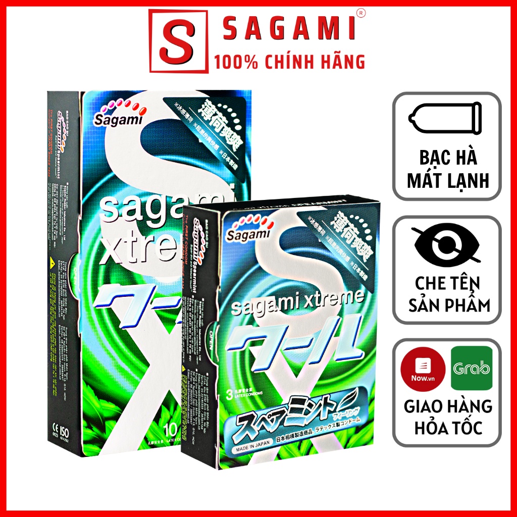 Bao Cao Su Sagami Spearmint Hương Bạc Hà, Nhiều Gel - Kiểu Dáng Cổ Điển