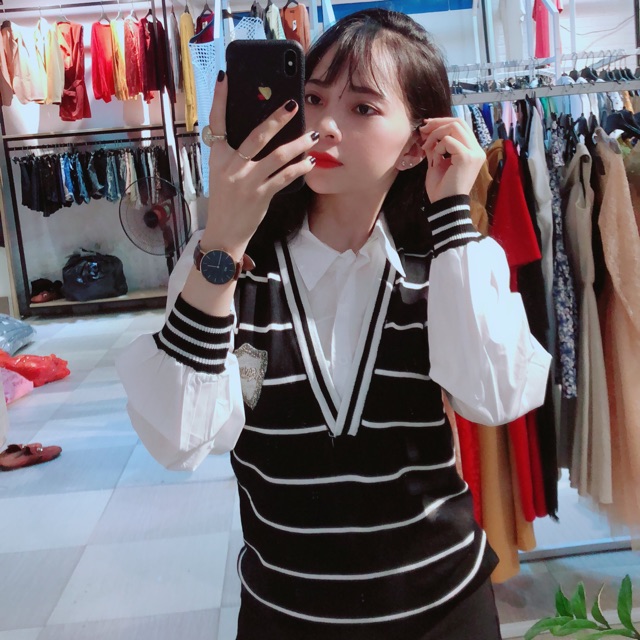 Áo sơ mi phối len