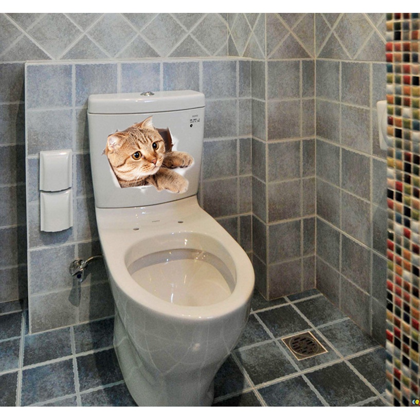 Tranh dán tường 3D hình mèo ngộ nghĩnh