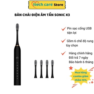 Bàn chải điện Itech care máy đánh răng tự động Sonic 6 tốc độ tặng kèm 4 đầu bàn chải model X3 công nghệ âm tần cao cấp