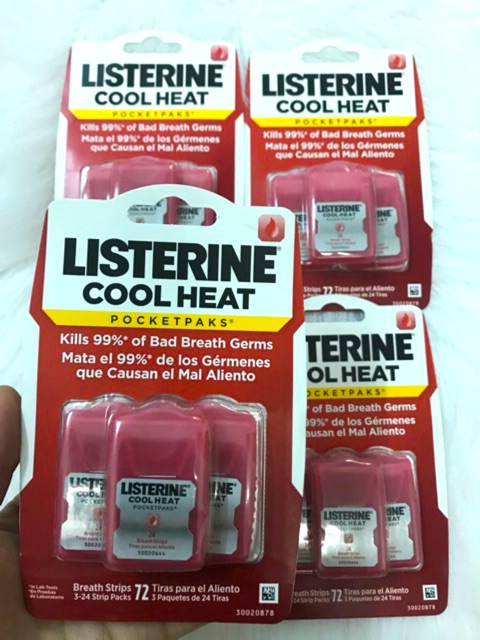 Miếng ngậm thơm miệng Listerine Pocketpaks Cool Heat 72 miếng (Vị quế)