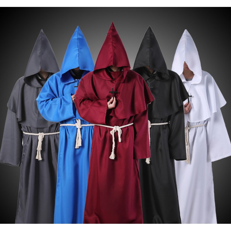 Áo choàng phù thủy nam Kitô giáo phục vụ tu sĩ thời trung cổ Halooween