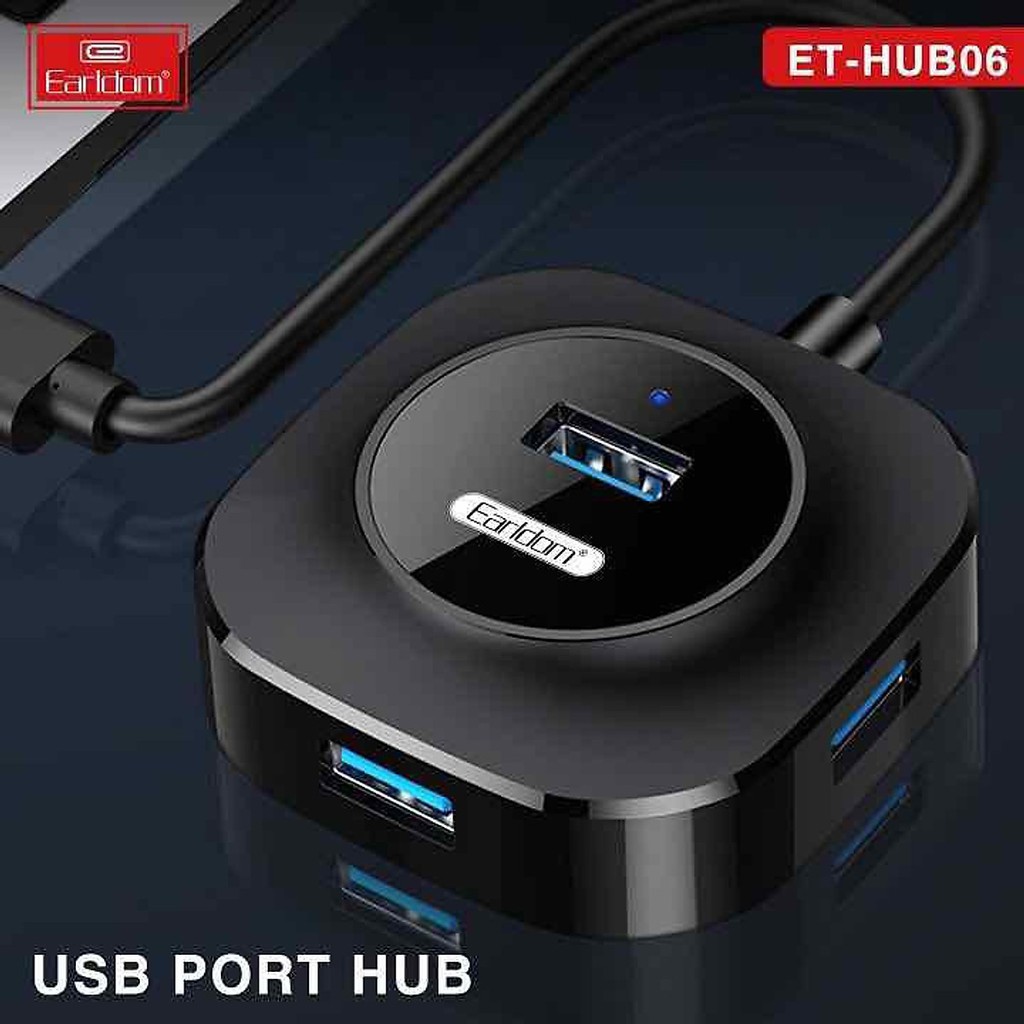 Hub USB 4 cổng Earldom HUB-06 - Bộ chia USB 1 ra 4 - Hàng Chính Hãng bảo hành 12 tháng